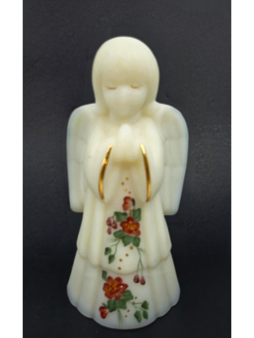 Fenton Custard Angel w/ handpainted red florals